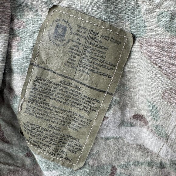 Army Combat Uniform Coat Mens L Jacket Brown Green Camo FR Flame Resistant - Picture 5 of 11